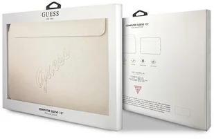 Guess Torba Sleeve GUCS13PUSASLG 13 cali złoty/gold Saffiano Script GUE1207GLD - Torby na laptopy - miniaturka - grafika 6