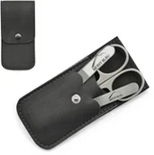 Zestawy do manicure i pedicure - Mont Bleu 3-częściowy zestaw do manicure w miękkim etui ze sztucznej skóry, czarny Steel MS-048.C4 - miniaturka - grafika 1