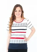 Bluzki damskie - Bluzka w marynarskie paski, t-shirt rozmiar 46 - miniaturka - grafika 1