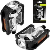 Pedały rowerowe - Nexelo Pedały aluminiowe CITY TREKKING antypoślizgowe 111x72mm odblaski czarno-srebrne - miniaturka - grafika 1