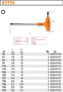 Beta KLUCZ TRZPIENIOWY KĄTOWY PROFIL TORX T10 97TX/10 (97TTX/10) - Klucze i nasadki - miniaturka - grafika 2