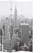 Parawany - vidaXL Składany parawan, 120x180 cm, Nowy Jork za dnia, czarno-biały - miniaturka - grafika 1