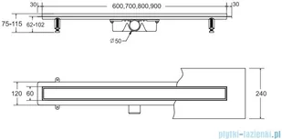 PMD Piramida Virgo Black czarny odpływ liniowy 70x6cm OL-70-VBL | - Syfony - miniaturka - grafika 2