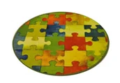 Dywany dla dzieci - DYWAN KOŁO PUZLE KOLOROWE 80x80cm EFEKT 3D 94B6-83342 - miniaturka - grafika 1