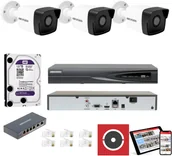 Zestawy do monitoringu - HIKVISION Zestaw do monitoringu IP 3 Kamery 2Mpx Full HD + Switch POE - miniaturka - grafika 1