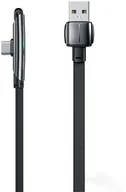 Kable USB - Wk Design Gaming Series płaski kabel kątowy z bocznym wtykiem USB - USB Typ C do szybkiego ładowania / transmisji danych 6A 1m czarny (WDC-151-USB-C) WDC-151-USB-C - miniaturka - grafika 1