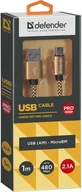 Kable USB - Defender Kabel USB Defender AM-micro BM 1m 2.1A złoty 87800 - miniaturka - grafika 1