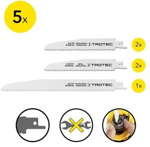 TROTEC Zestaw brzeszczotów do piły szablastej drewno/metal, 5-częściowy - Brzeszczoty - miniaturka - grafika 2