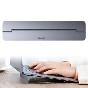 Baseus Baseus samoprzylepna aluminiowa podstawka pod laptopa MacBook ultra cienka składana srebrny (SUZC-0S) - Srebrny SUZC-0S - Części i akcesoria do laptopów - miniaturka - grafika 2