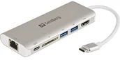Adaptery i przejściówki - Sandberg 136 18 USB-C Dock, 61 W Srebrny 136-18 - miniaturka - grafika 1
