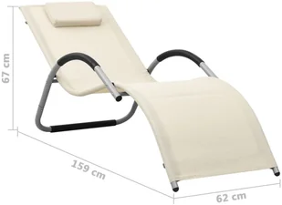 vidaXL Leżak, tworzywo textilene, kremowo-szary 310514 - Leżaki ogrodowe - miniaturka - grafika 7