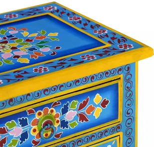 vidaXL Szafka nocna, lite drewno mango, turkusowa, ręcznie malowana - Szafki nocne - miniaturka - grafika 7