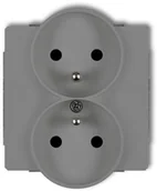 Gniazdka elektryczne - Karlik Deco szary mat gniazdo podwójne z uziemieniem 27DGPR-2z 27DGPR-2z - miniaturka - grafika 1