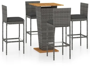 vidaXL 5-cz zestaw mebli barowych z poduszkami rattan PE szary 3064859 - Pozostałe meble ogrodowe - miniaturka - grafika 2