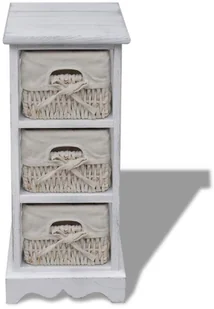 vidaXL Drewniana komoda z 3 koszykami (Biała) - Komody - miniaturka - grafika 3