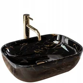 Umywalki - Rea Łazienka z wyobraźnią Umywalka Nablatowa BELINDA BLACK MARBLE SHINY U8907 - miniaturka - grafika 1