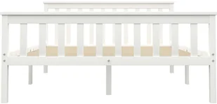 vidaXL Rama łóżka, biała, lite drewno sosnowe, 140 x 200 cm - Łóżka - miniaturka - grafika 3