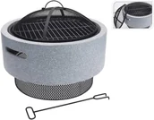 Paleniska ogrodowe - Koopman ProGarden Palenisko z kratką grillową, okrągłe, jasnoszare, 52x18,5 cm - miniaturka - grafika 1