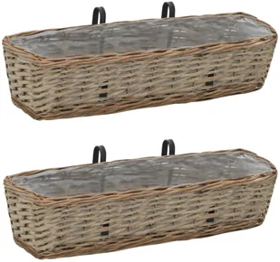 vidaXL Zestaw 2 koszy do przechowywania, wiklina z wyściółką z PE vidaXL - Pudła i pojemniki do przechowywania - miniaturka - grafika 2