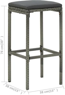 vidaXL 3-cz. zestaw mebli barowych z poduszkami, rattan PE, szary 3064760 - Meble ogrodowe - miniaturka - grafika 14