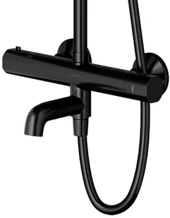 Omnires Y zestaw prysznicowo-wannowy natynkowy termostatyczny czarny Y1234ALBL | - Zestawy prysznicowe - miniaturka - grafika 4