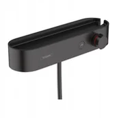 Zestawy prysznicowe - Hansgrohe WallStoris Zestaw prysznicowy termostatyczny ścienny + akcesoria czarny mat 24250670 - miniaturka - grafika 1