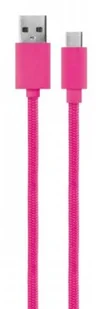 Xqisit Cotton Cable USB C 3.0-USB A różowy 30122 - Kable USB - miniaturka - grafika 2