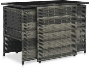 vidaXL 3-cz. zestaw mebli bistro z poduszkami, rattan PE, szary - Meble ogrodowe - miniaturka - grafika 3