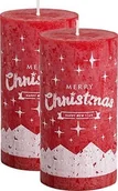Świece - Bolsius Świeca rustykalna Merry Christmas 54H 13CM 2szt CZERWONA BOLSIUS1835 - miniaturka - grafika 1