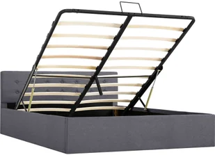 vidaXL Rama łóżka z podnośnikiem, ciemnoszara, tkanina, 140x200 cm - Łóżka - miniaturka - grafika 5