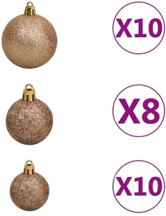 VidaXL Lumarko Sztuczna choinka z LED i bombkami, złota, 210 cm, PET 3077606 VidaXL - Ozdoby bożonarodzeniowe - miniaturka - grafika 8