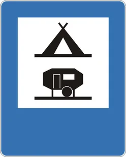 Znak drogowy informacyjny D-31 Obozowisko (camping) wyposażone w podłączenia elektryczne dla przyczep kempingowych - Wyposażenie miejsc publicznych - miniaturka - grafika 2