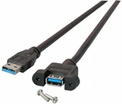 Kable USB - EFB-Elektronik Elektronik GmbH USB3.0 przedłużacz A-A, gniazdo do zabudowy, 0,5 m, czarny, Classic, K5265SW.0,5 - miniaturka - grafika 1