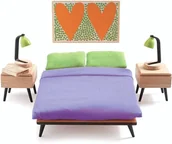 Zabawki interaktywne dla dzieci - Djeco meble do domku dla lalek Sypialnia - miniaturka - grafika 1