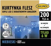Oświetlenie świąteczne - Bulinex Kurtyna zewnętrzna sople 200 LED flesz 9,6 m niebiesko-biała 13-586 - miniaturka - grafika 1