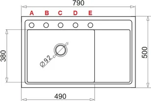 Pyramis Zlew CAMEA 79x50) 1B 1D P czarny 70091201 - Zlewozmywaki - miniaturka - grafika 2