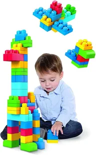 Fisher Price Mega Bloks Klocki 60 Elementów Torba Niebieska Klocki Dla Małych Dzieci DCH55 DCH55 - Klocki - miniaturka - grafika 2