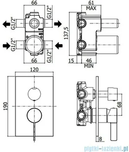 Paffoni Rock Bateria podtynkowa z przełącznikiem chrom RO018CR | - Baterie umywalkowe - miniaturka - grafika 2