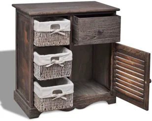 vidaXL Drewniana komoda z 3 koszykami (Brązowa) - Komody - miniaturka - grafika 4