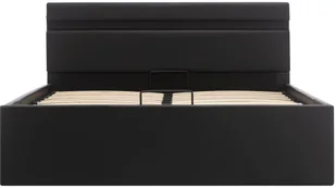 vidaXL Rama łóżka z podnośnikiem i LED, czarna, ekoskóra, 120 x 200 cm - Łóżka - miniaturka - grafika 5