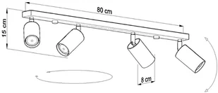 Euluna Spot sufitowy Round, szary, 4-punktowy liniowy - Lampy sufitowe - miniaturka - grafika 3
