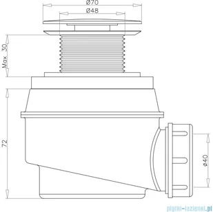 Omnires Syfon miedź antyczna brodzikowo-wannowy do brodzików z otworem 50 mm i wanien bez przelewu WB01XORB - Syfony - miniaturka - grafika 2