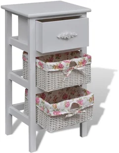 vidaXL Szafka komoda biała/krem szuflada i 2 kosze - Komody - miniaturka - grafika 5