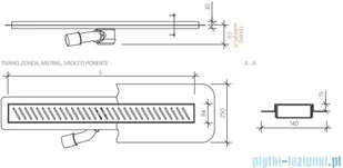 Wiper New Premium Ponente Odpływ liniowy z kołnierzem 80 cm mat 100.1972.03.080 | - Odpływy liniowe - miniaturka - grafika 2
