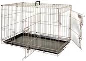 Sprzęt podróżny i transportery dla psów - Flamingo FLAMINGO Klatka dla zwierząt Ebo, brąz metalik, 77x47x55 cm 517581 - miniaturka - grafika 1