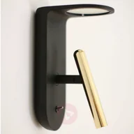 Lampy ścienne - Linea Light Czarno-złoty kinkiet LED 2Nights_W2 - miniaturka - grafika 1