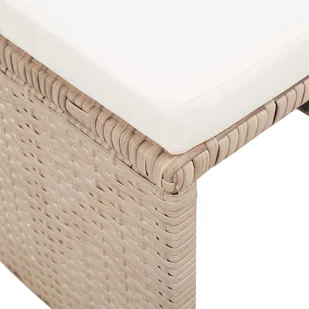 vidaXL Stołki barowe, 2 szt., z poduszkami, polirattan, beżowe - Fotele i krzesła ogrodowe - miniaturka - grafika 6