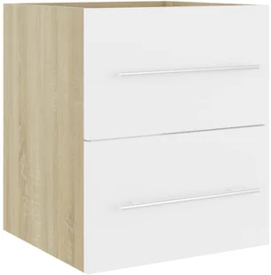 VidaXL Lumarko Szafka pod umywalkę, biel i dąb sonoma, 41x38,5x48 cm, płyta 804688 VidaXL - Meble łazienkowe - miniaturka - grafika 2