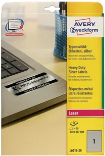Avery Zweckform Etykiety znamionowe srebrne Zweckform A4 20ark./op. 210x297mm poliestrowe PROMOCJA! AVE-L6013-20 - Etykiety do drukarek - miniaturka - grafika 9