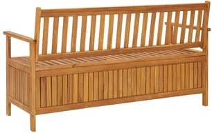 vidaXL Ławka ogrodowa ze schowkiem, 148 cm, lite drewno akacjowe - Ławki ogrodowe - miniaturka - grafika 4
